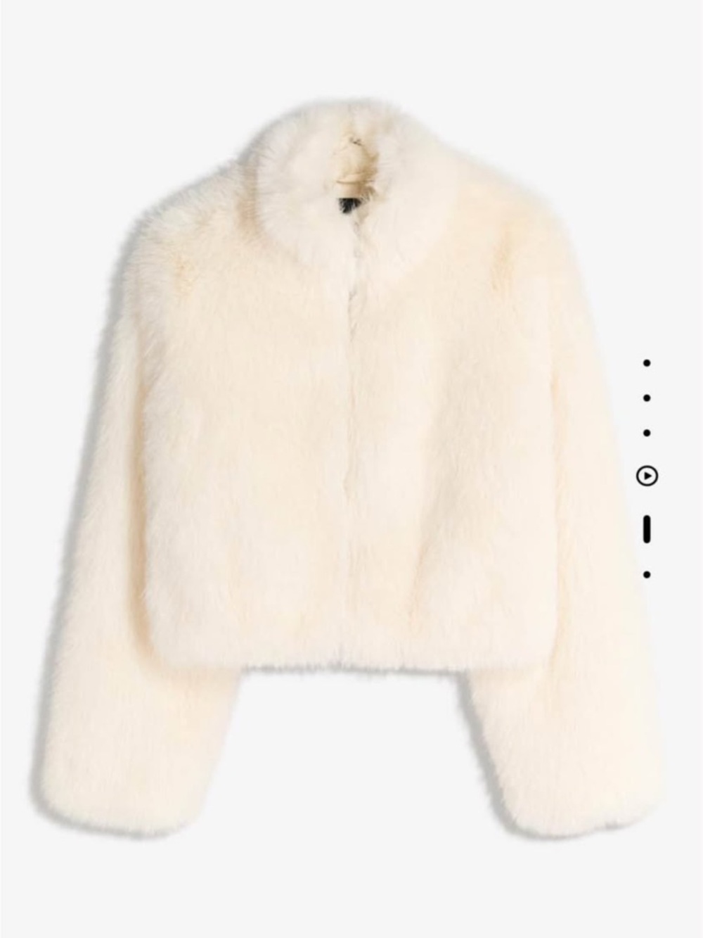 Bershka Cream Faux Fur Cropped Teddy Jacket